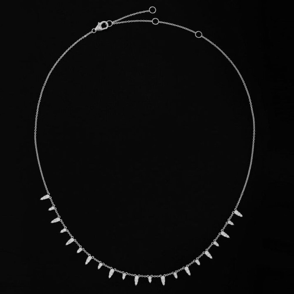 Spike Drop 14K (or 18k upon request) White Gold Diamond Necklace